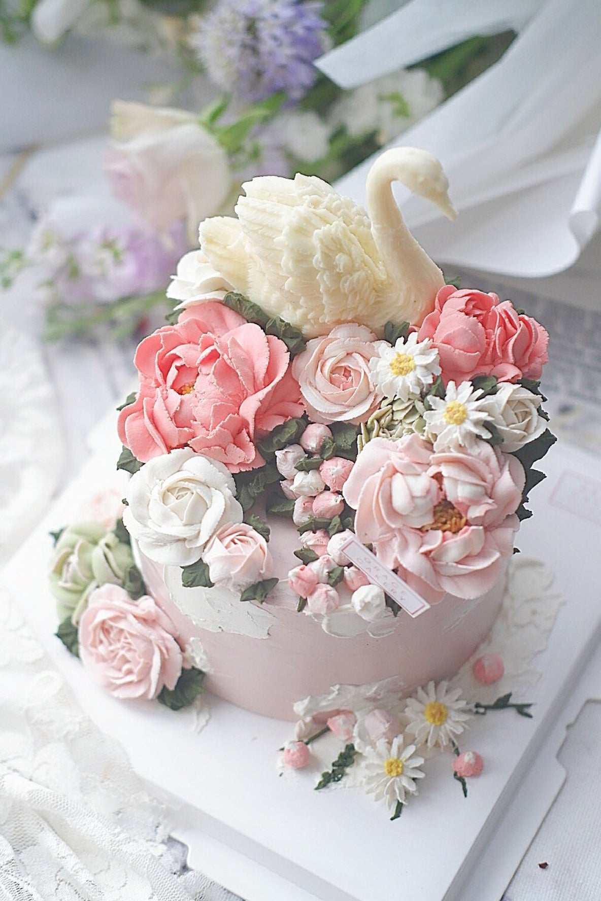 Swan Flower Flower Piping Cake Class (JB)